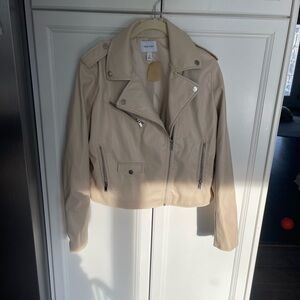 Nine West Faux cream leather jacket